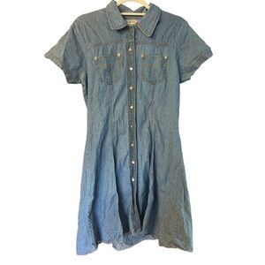 Vintage Denim True Blue Button Down Western 90s Dress Size M/L